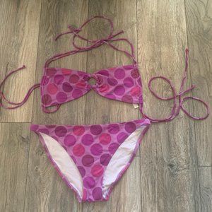 VICTORIA'S SECRET PURPLE/PINK CIRCLE DESIGN 2-PIECE BIKINI SET LARGE-EUC